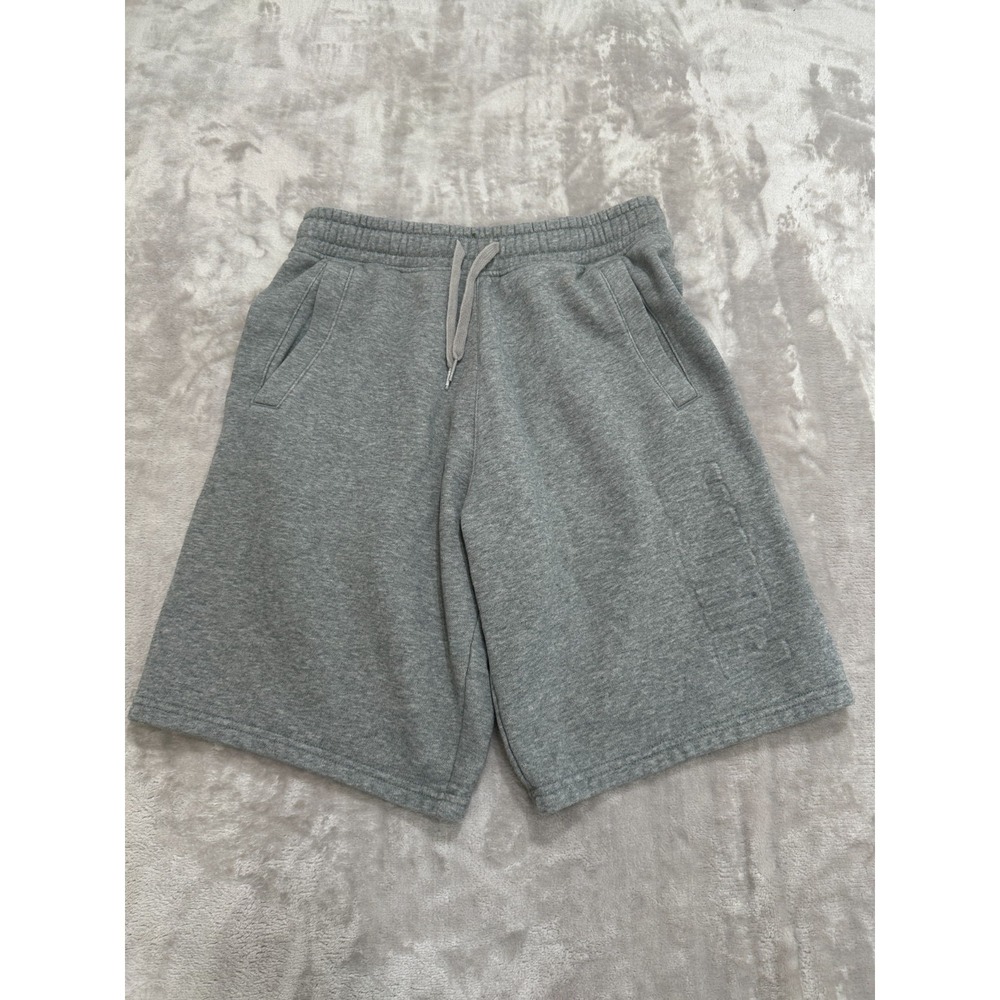 Puma Men's Fleece Shorts Size Small Gray Puff Print Drawstring Elastic Waist EUC